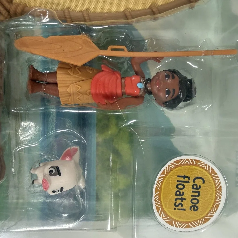 DISNEY MOANA FIGURE ADVENTURE‎ CANOE PLAYSET HEIHEI & PUA PIG MISP 2016 RARE